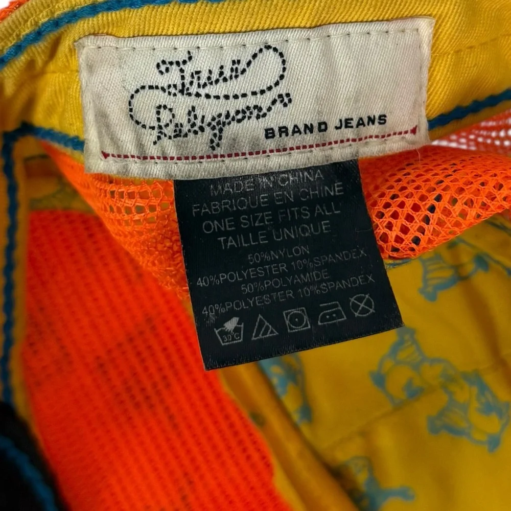 True Religion Malibu 90265 Strapback Trucker Hat Orange Neon California Vintage - Picture 7 of 13